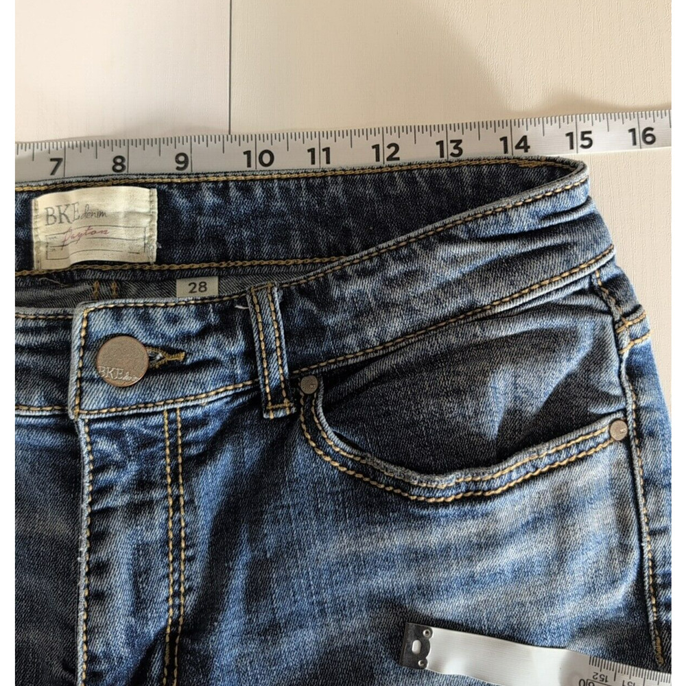 BKE Payton Jeans Womens 28R Blue Denim Cropped Mid-Rise Distressed Stretch - Picture 12 of 16